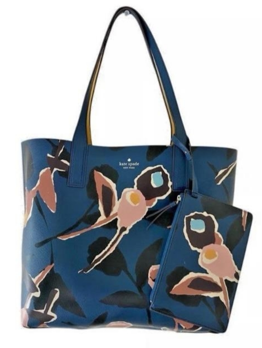 Kate Spade New York Arch Paper Rose Large Reversible Tote Set EUC Floral Yellow - Picture 2 of 9